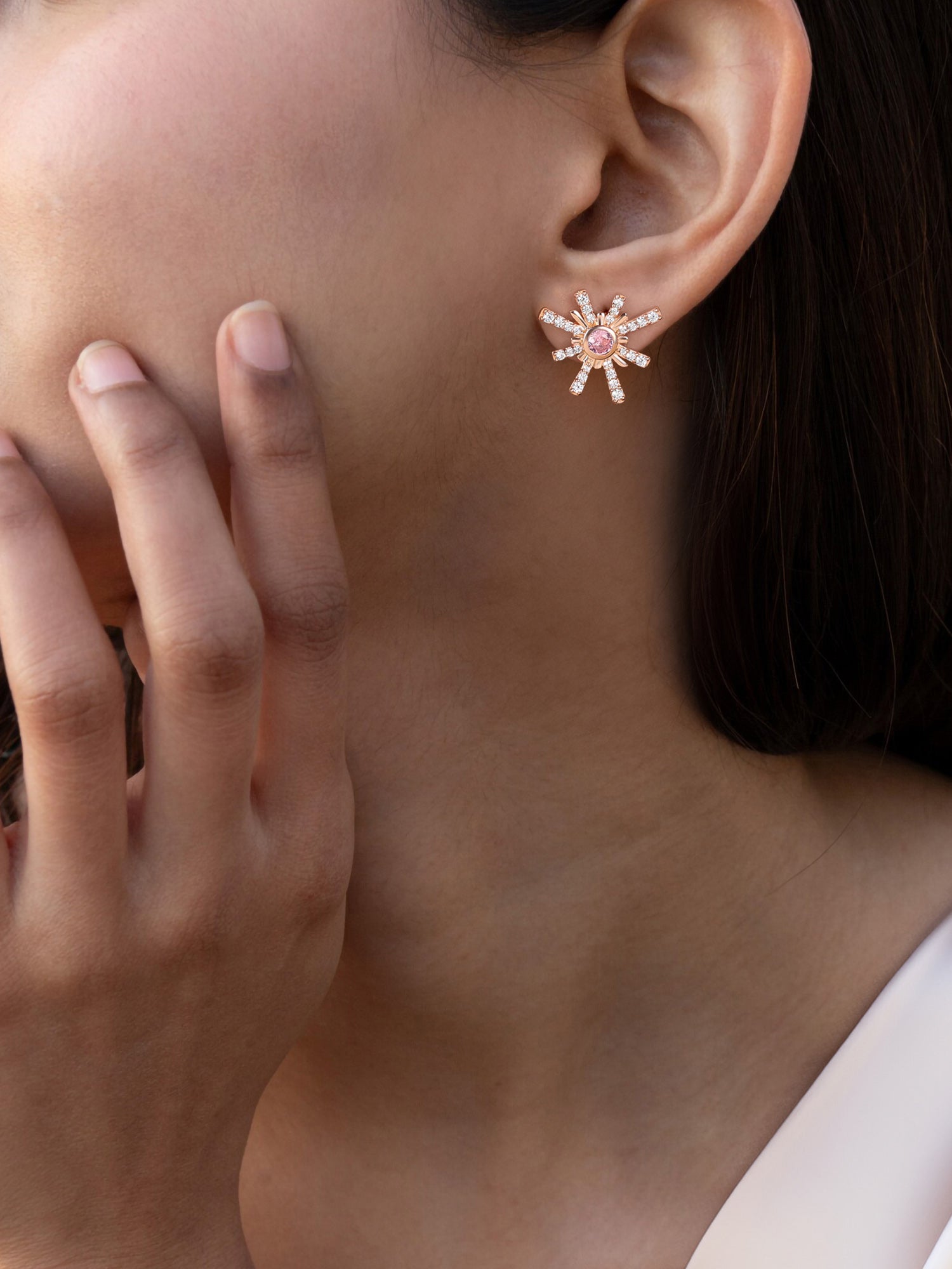 Rose Gold And Pink Sparkles Earrings