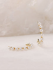 Pearl Studded Half Hoop Earrings