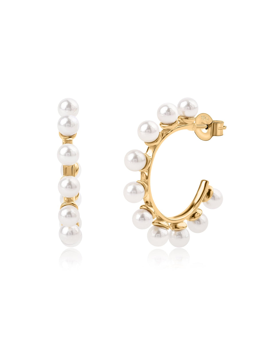 Pearl Studded Half Hoop Earrings