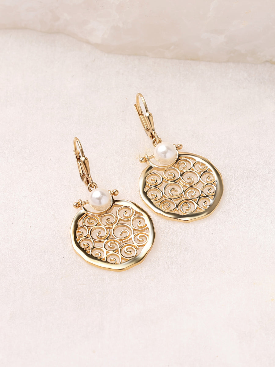 Glam Pearl Filigree Earrings