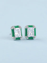 Vintage Green Enamelled Earrings