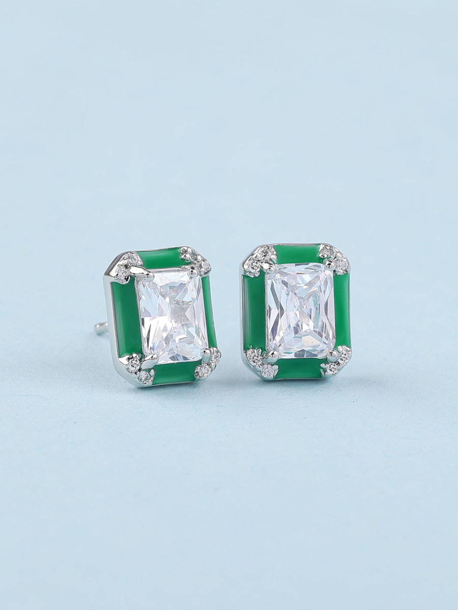 Vintage Green Enamelled Earrings