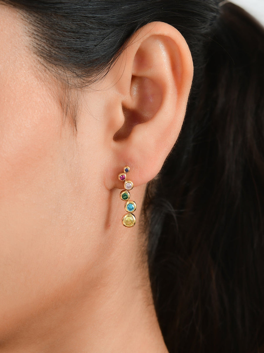 Multi Diamond Look Gold Earrings For Women