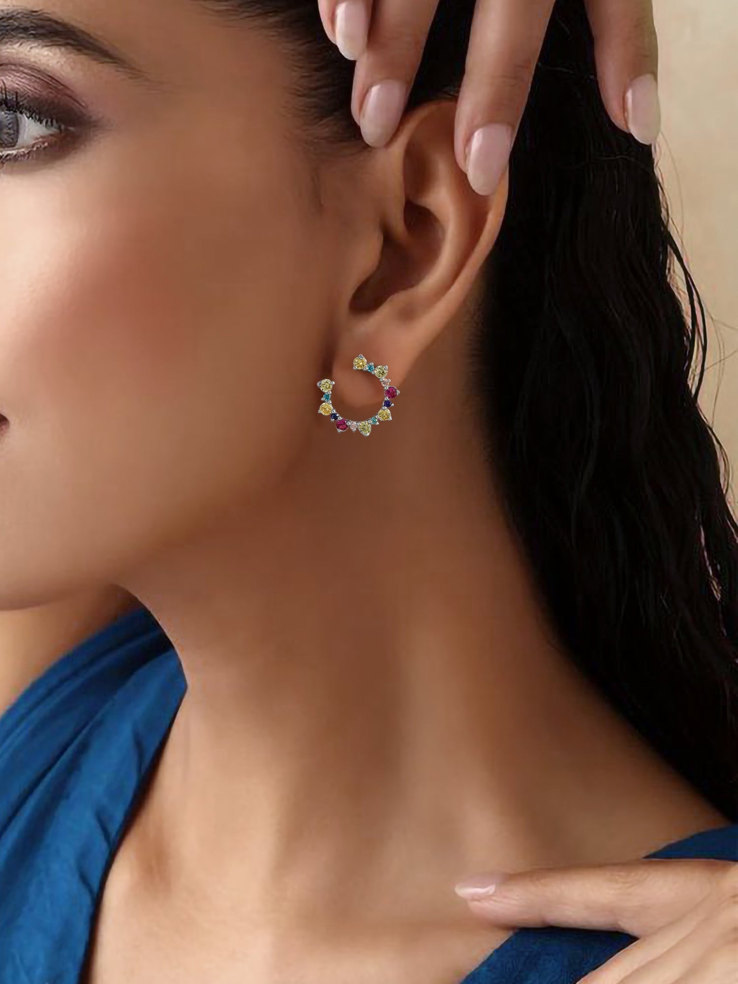 Color Crescent Moon Earrings For Women
