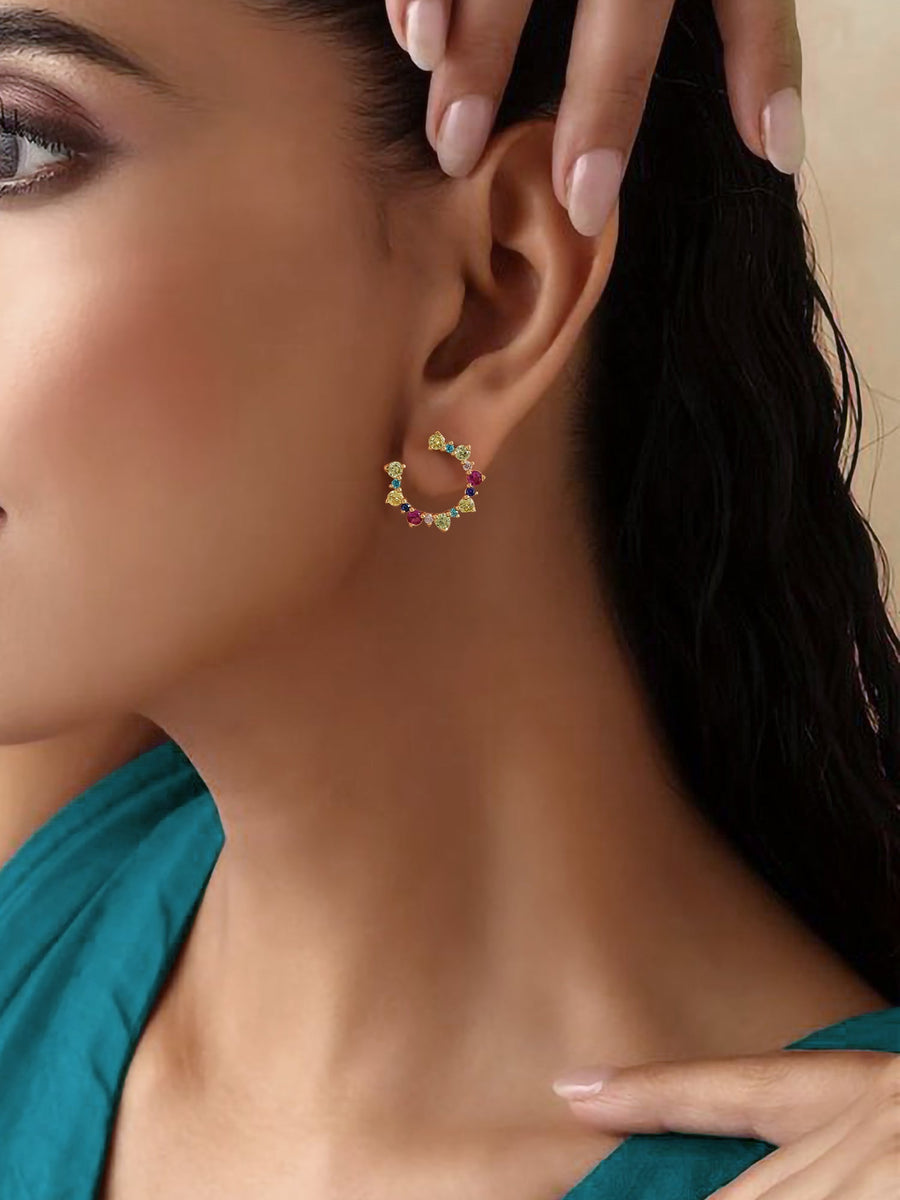 Color Crescent Moon Gold Earrings For Women