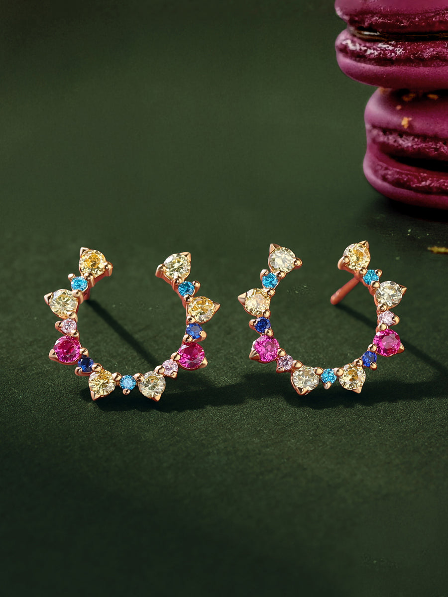 Color Crescent Moon Gold Earrings For Women