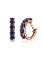 Natural Blue Sapphire Gold Huggie Hoop Earrings