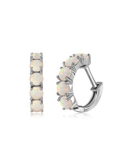Natural Ethiopian Opal Gold Hoop Earrings