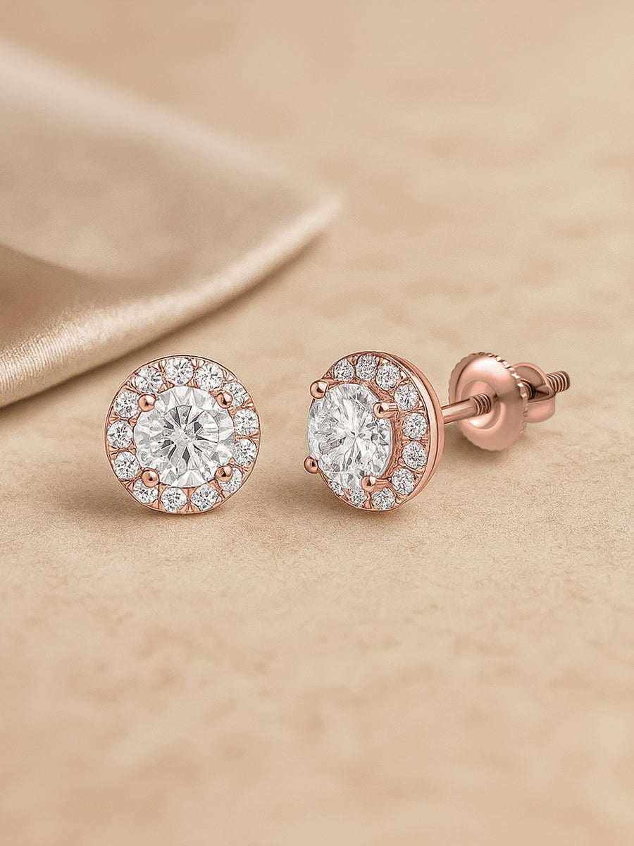 Classic 1 Carat Round Lab Grown Diamond Studs