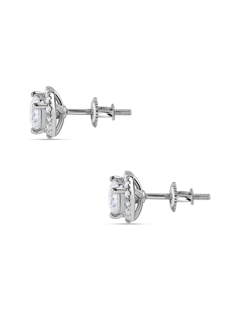 Classic 1 Carat Round Lab Grown Diamond Studs