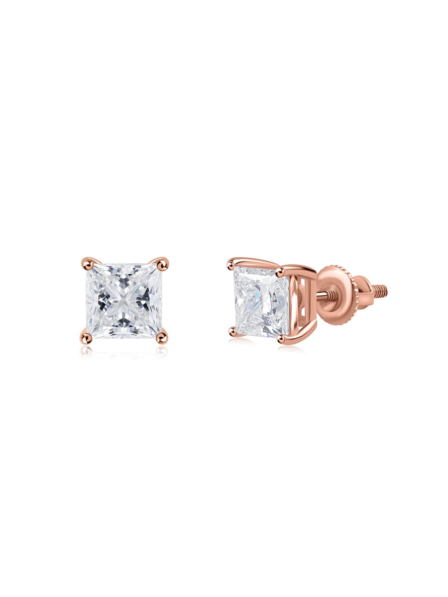 1.5 Carat Princess Classic Stud Earrings