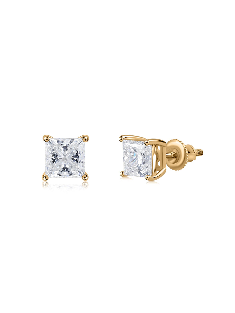 1.5 Carat Princess Classic Stud Earrings
