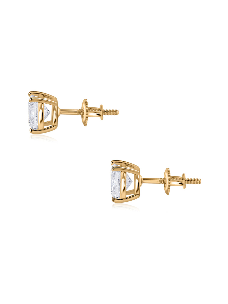1.5 Carat Princess Classic Stud Earrings