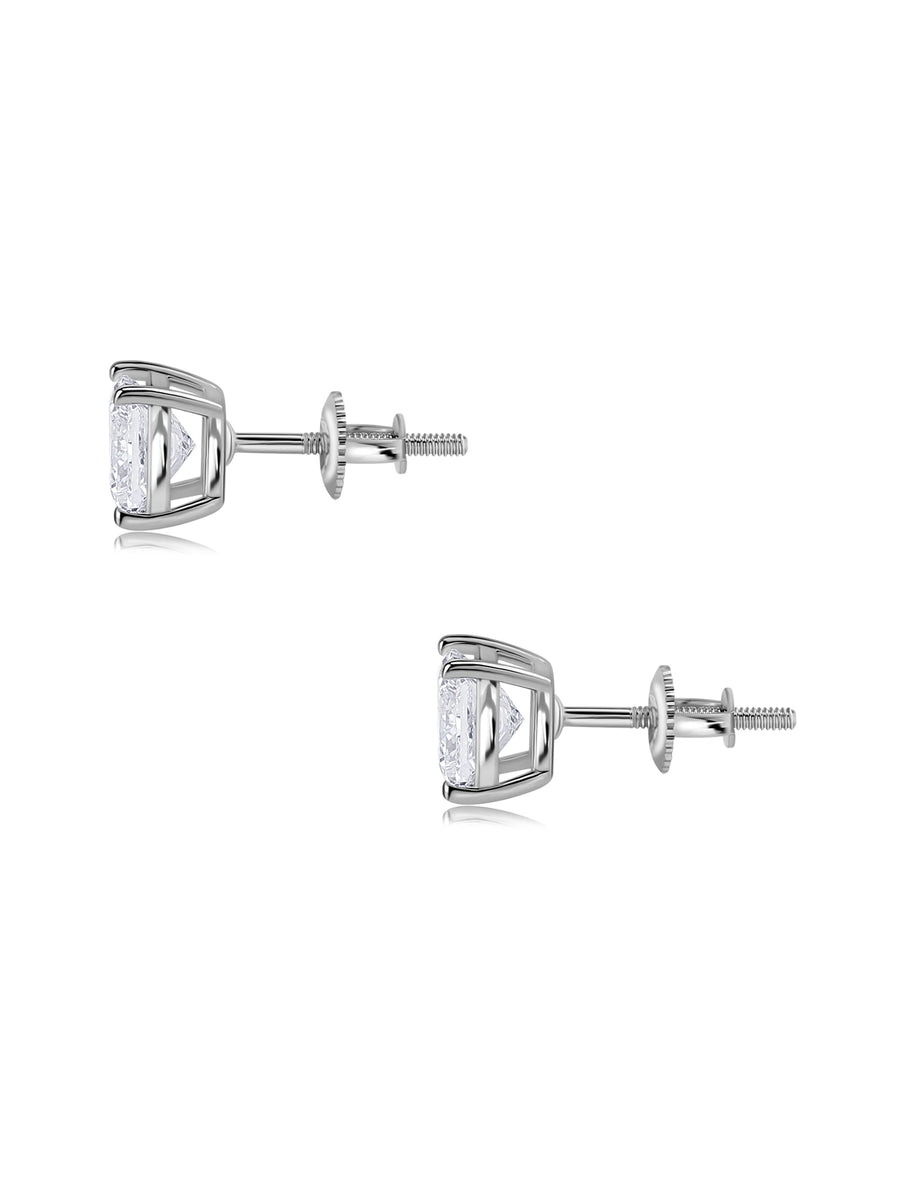 1.5 Carat Princess Classic Stud Earrings