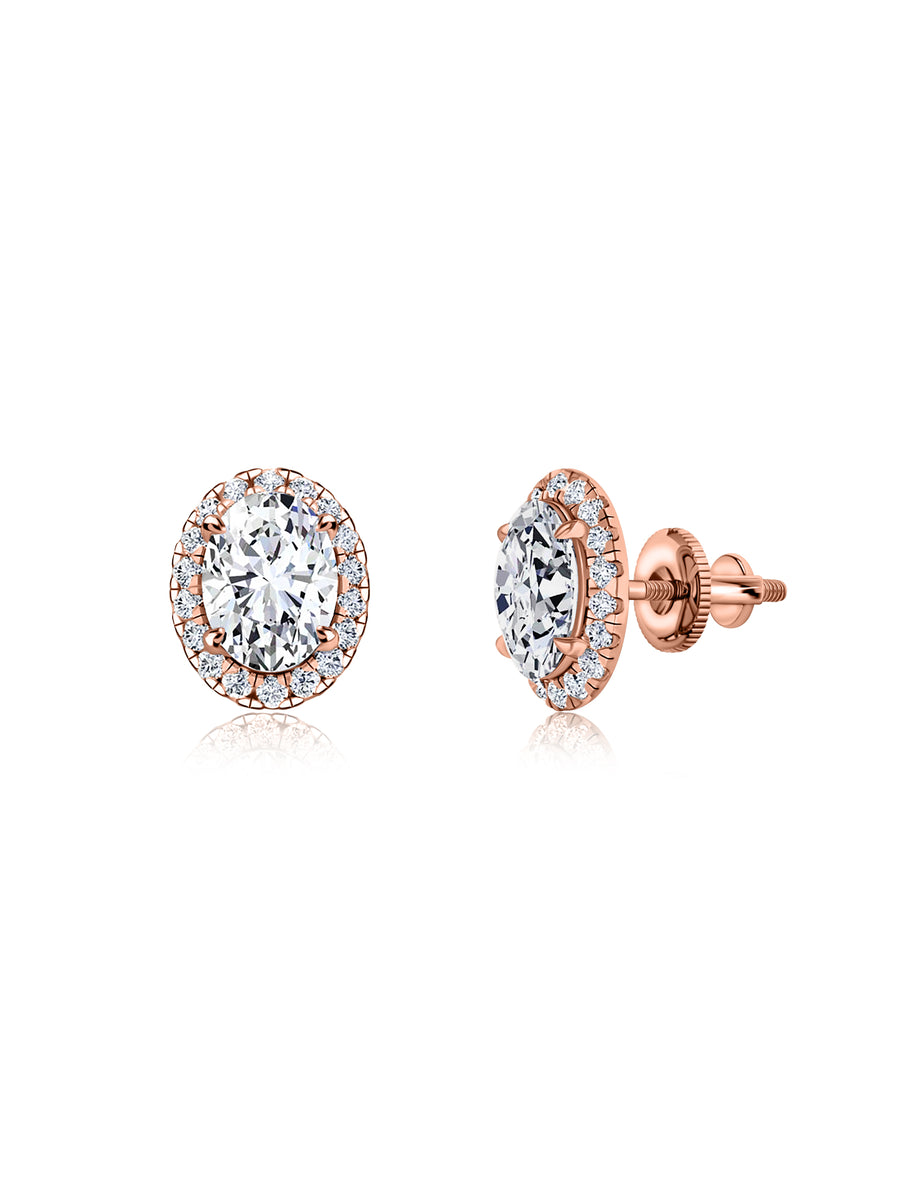 2 Carat Halo Bloom Stud Earrings