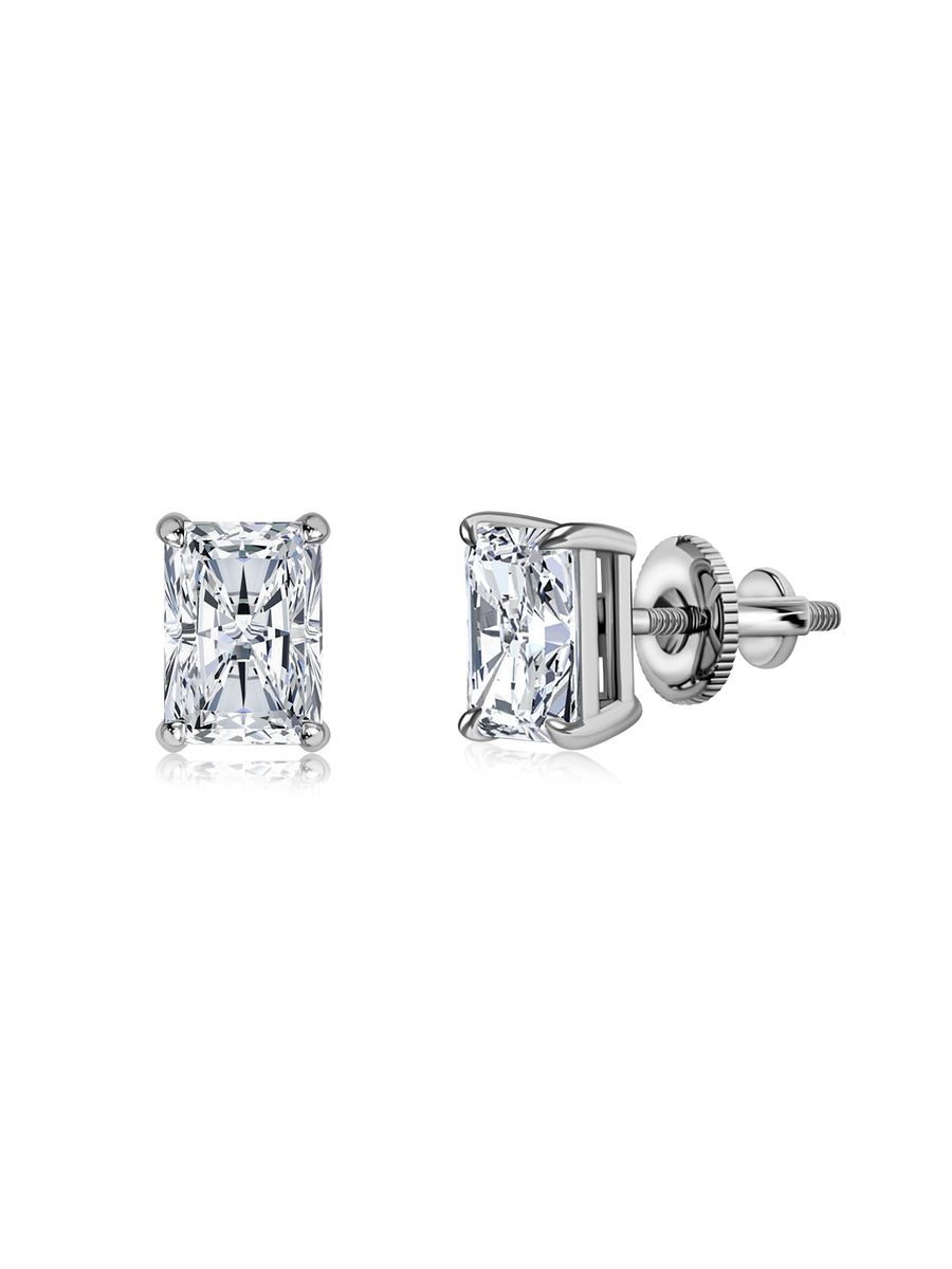 2 Carat Edge Radiant Stud Earrings