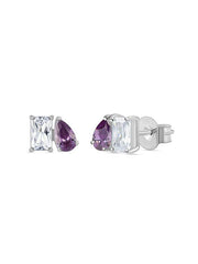 Toi Et Moi Baguette Pear Purple Earrings