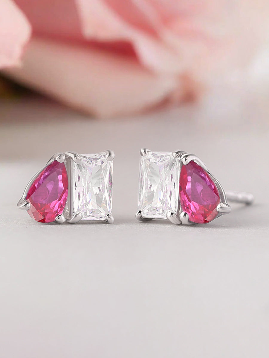 Toi Et Moi Baguette Pear Ruby Earrings