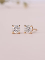 Lab Grown 0.50 Carat Solitaire Stud Diamond Earrings