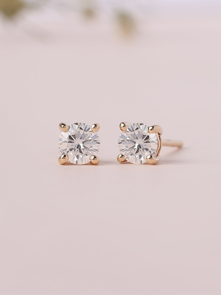 Lab Grown 0.50 Carat Solitaire Stud Diamond Earrings