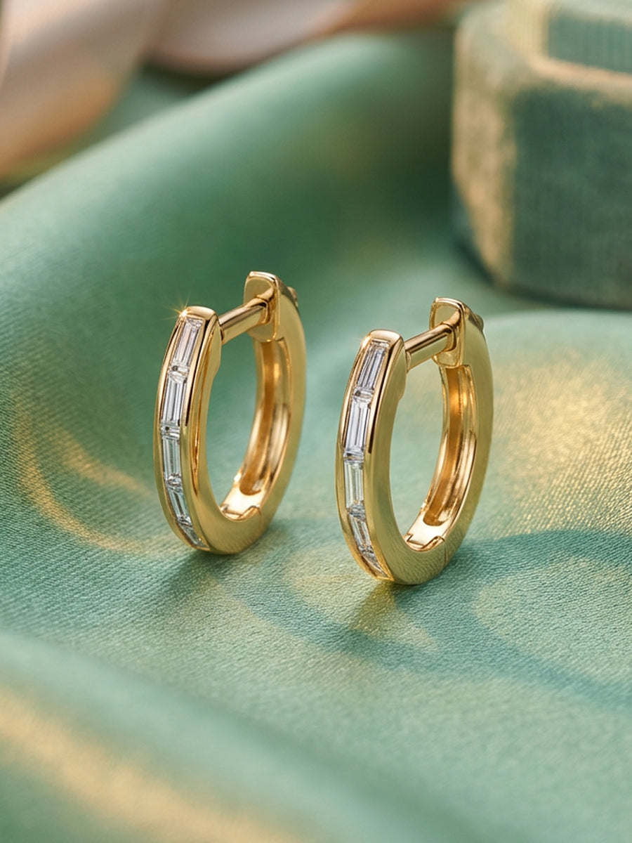 Sleek Lab Diamonds Gold Huggie Earrings