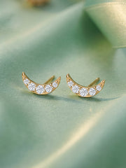 Crescent Moon Lab Diamond Gold Earrings