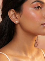 Lab Diamond Eye Motif Gold Stud Earrings