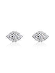 Lab Diamond Eye Motif Gold Stud Earrings