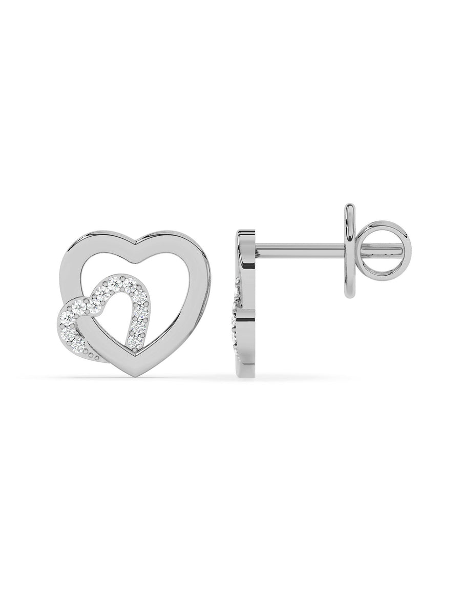 Lab Grown Lovely Heart Diamond Earrings In Gold