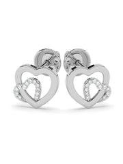 Lab Grown Lovely Heart Diamond Earrings In Gold