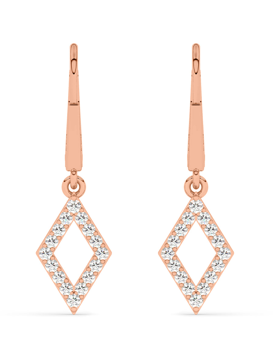 Lab Grown Geometric Diamond Earrings In Gold