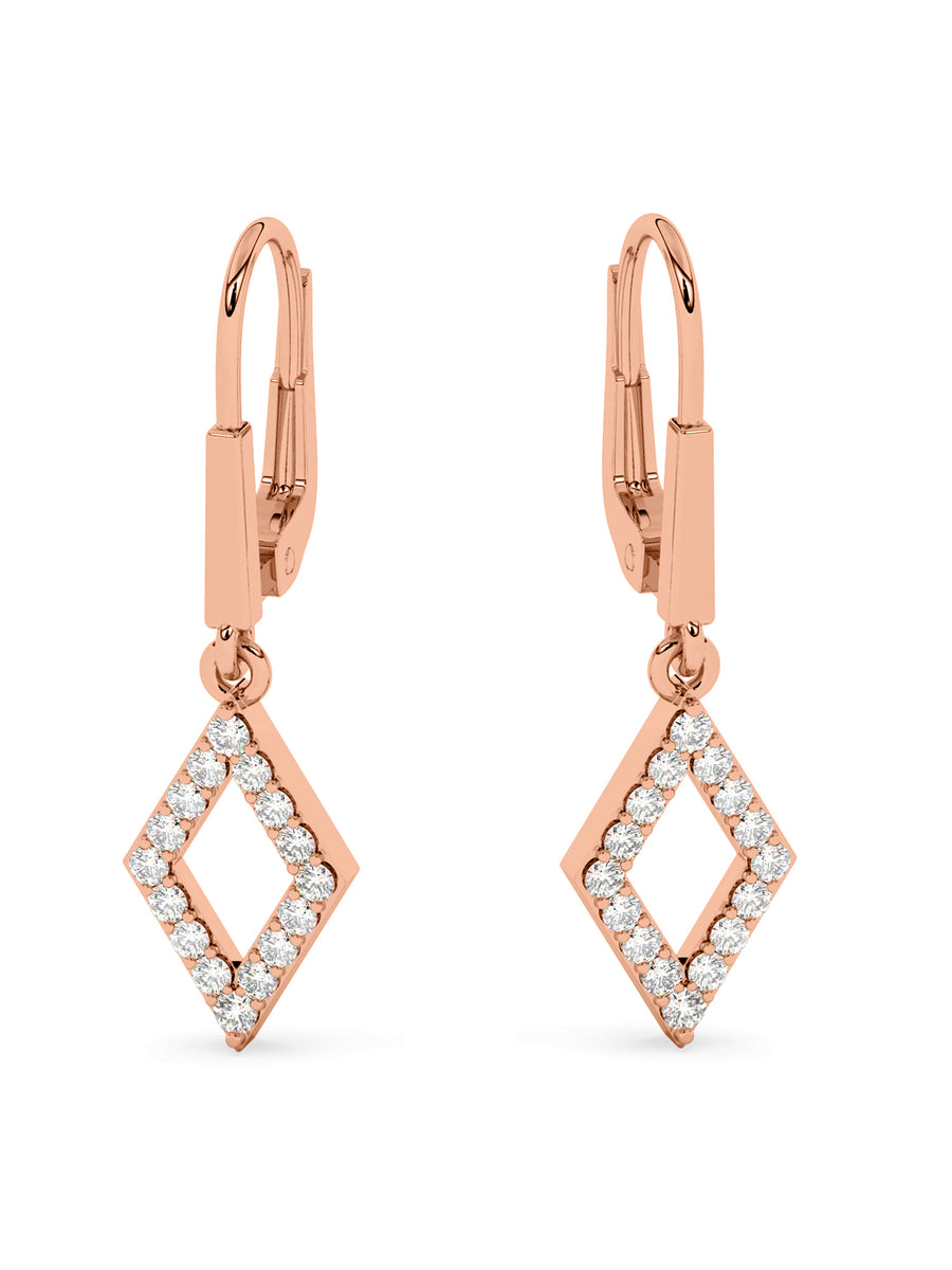 Lab Grown Geometric Diamond Earrings In Gold