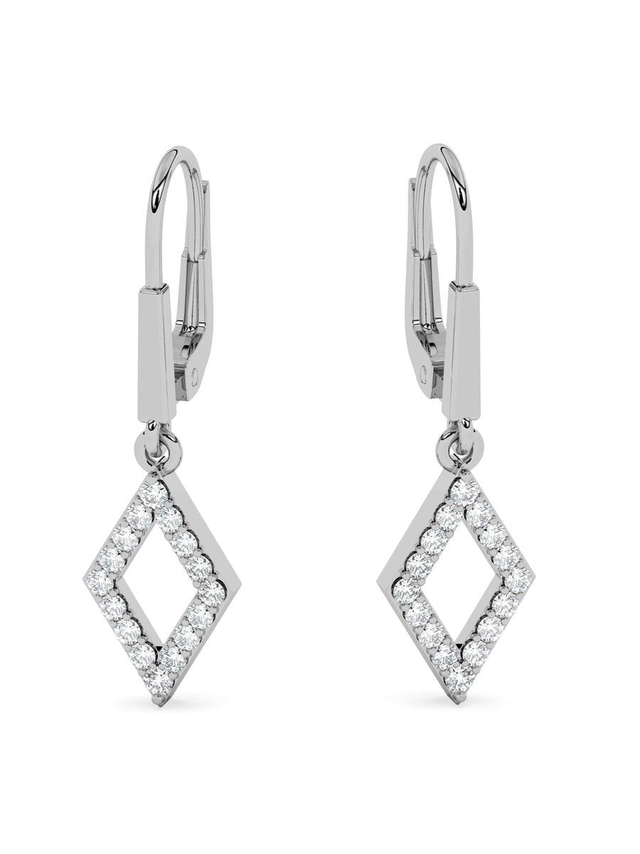 Lab Grown Geometric Diamond Earrings In Gold