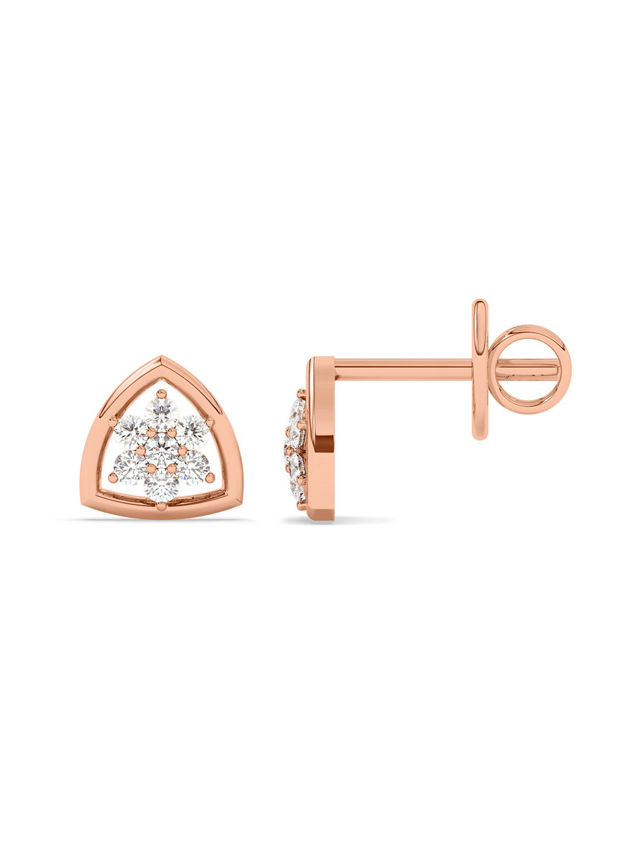Lab Grown Trillion Diamond Earrings In Gold