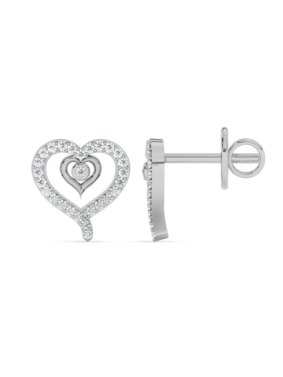 Lab Grown Romance Twin Heart Diamond Earrings In Gold