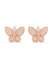 Lab Grown Butterfly Diamond Stud Earrings In Gold