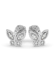 Lab Grown Butterfly Diamond Stud Earrings In Gold