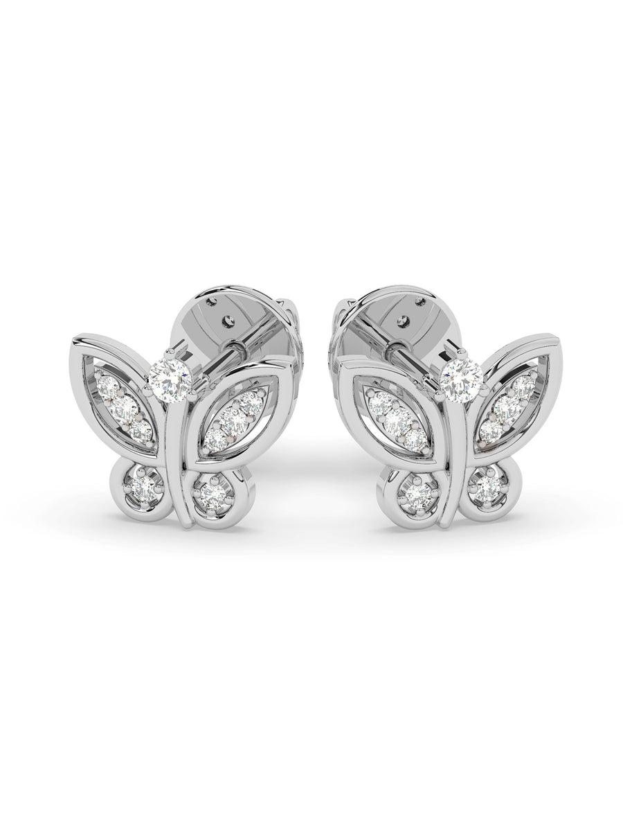 Lab Grown Butterfly Diamond Stud Earrings In Gold