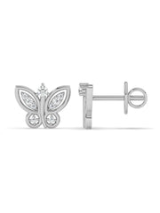 Lab Grown Butterfly Diamond Stud Earrings In Gold