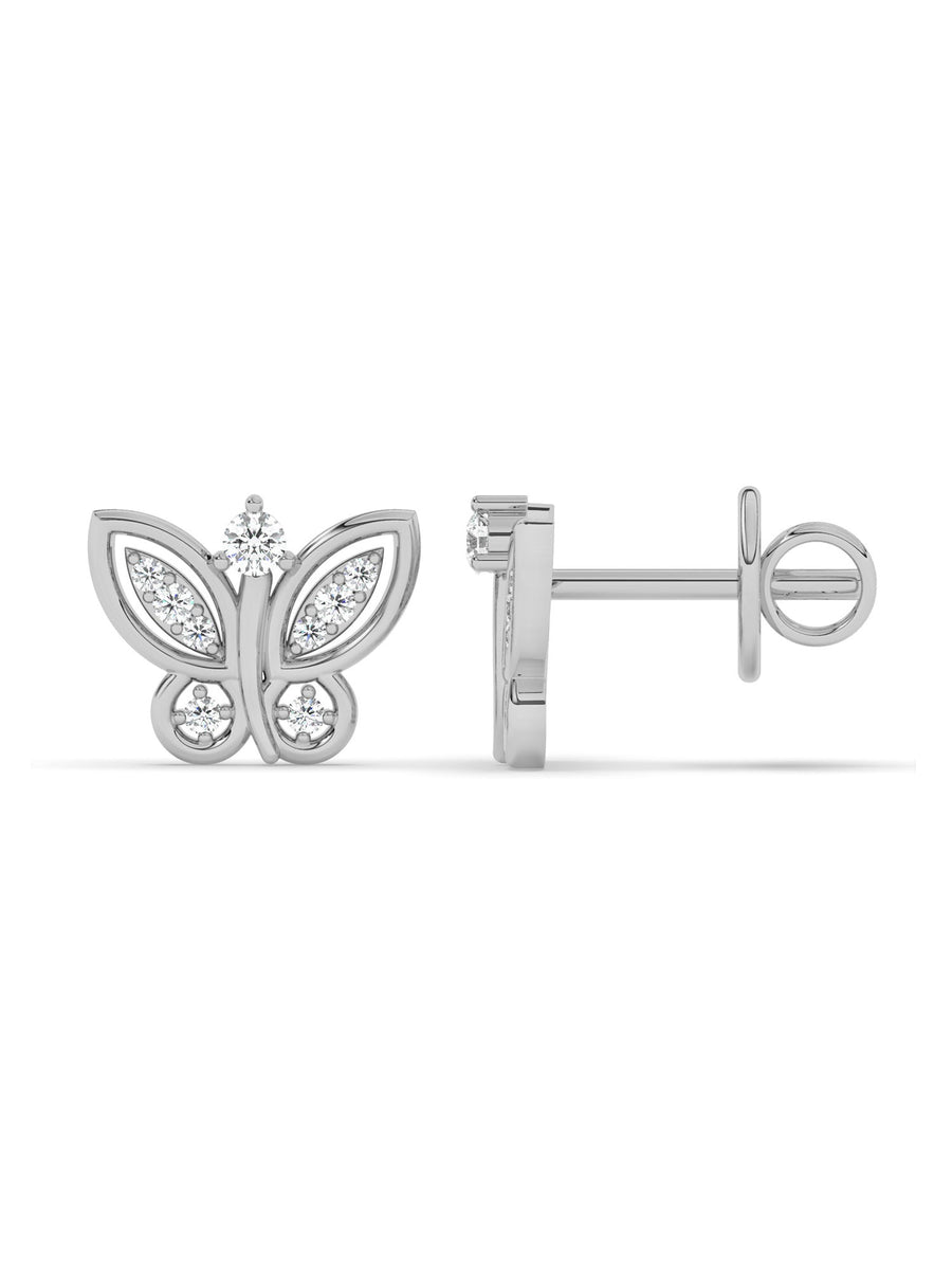 Lab Grown Butterfly Diamond Stud Earrings In Gold