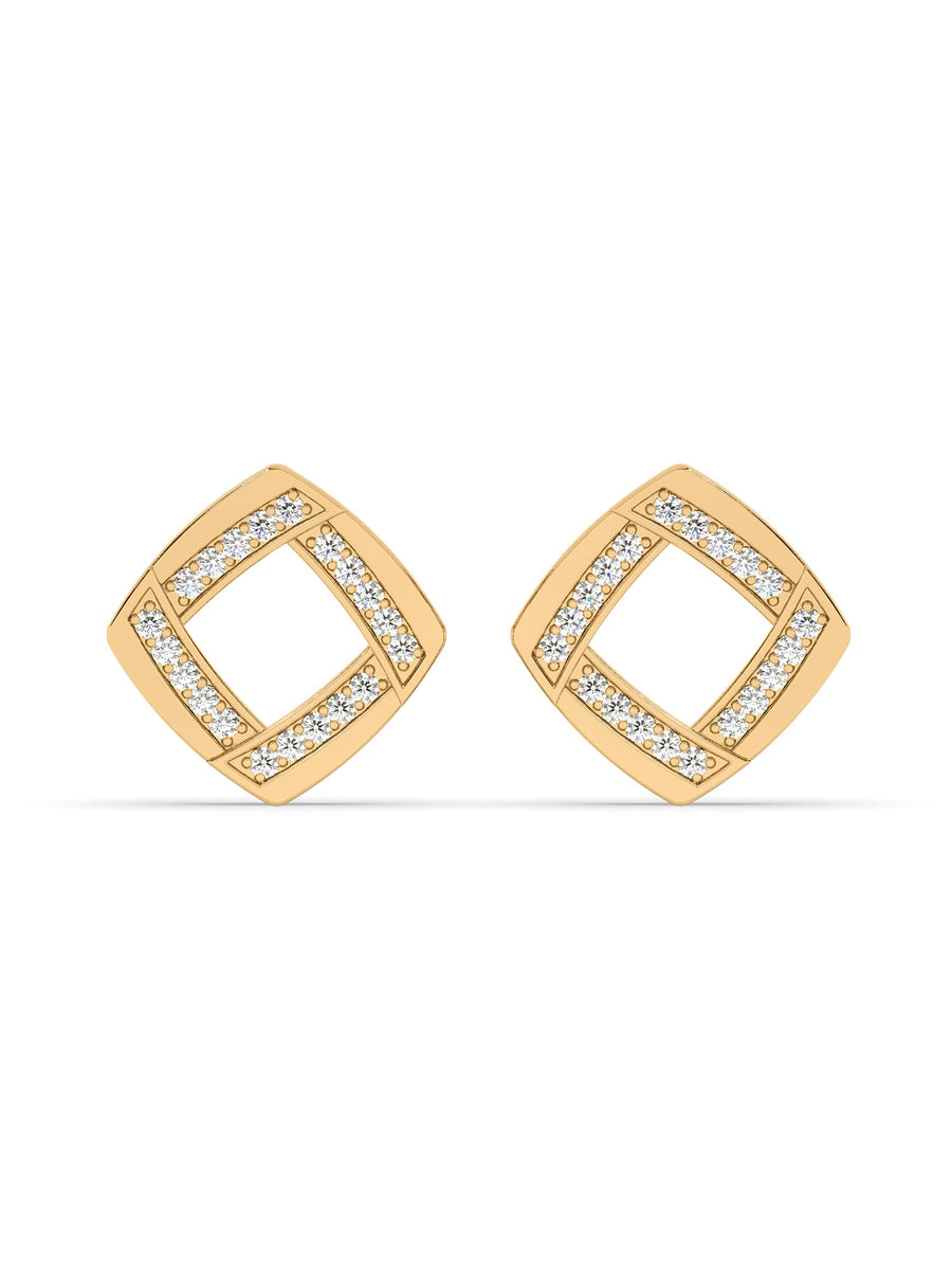 Square Diamond Studs in Yellow Gold_1