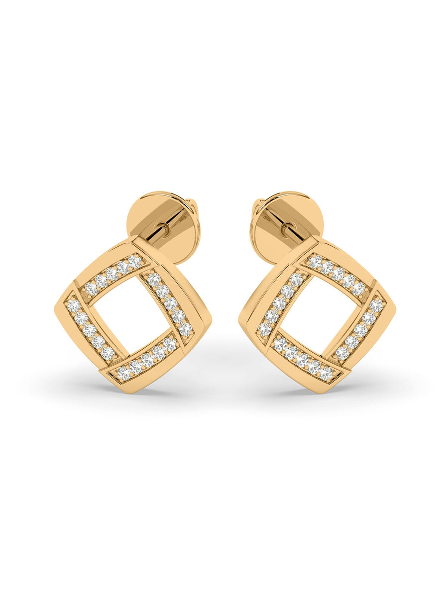 Square Diamond Studs in Yellow Gold_3