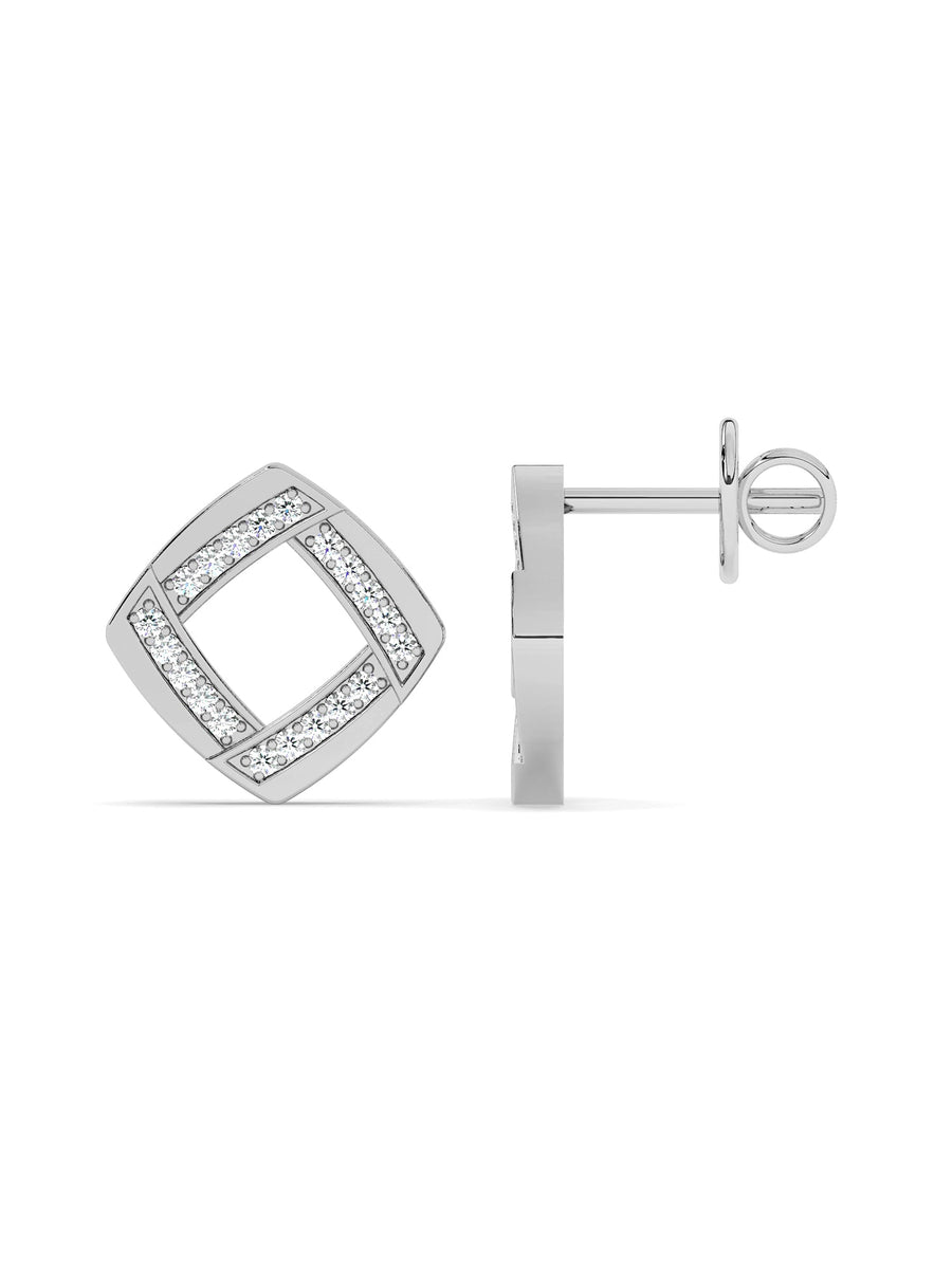 Lab Grown Square Diamond Studs in Gold