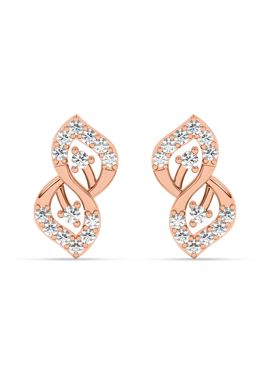 Lab Grown Leafy Affair Diamond Earrings In Gold