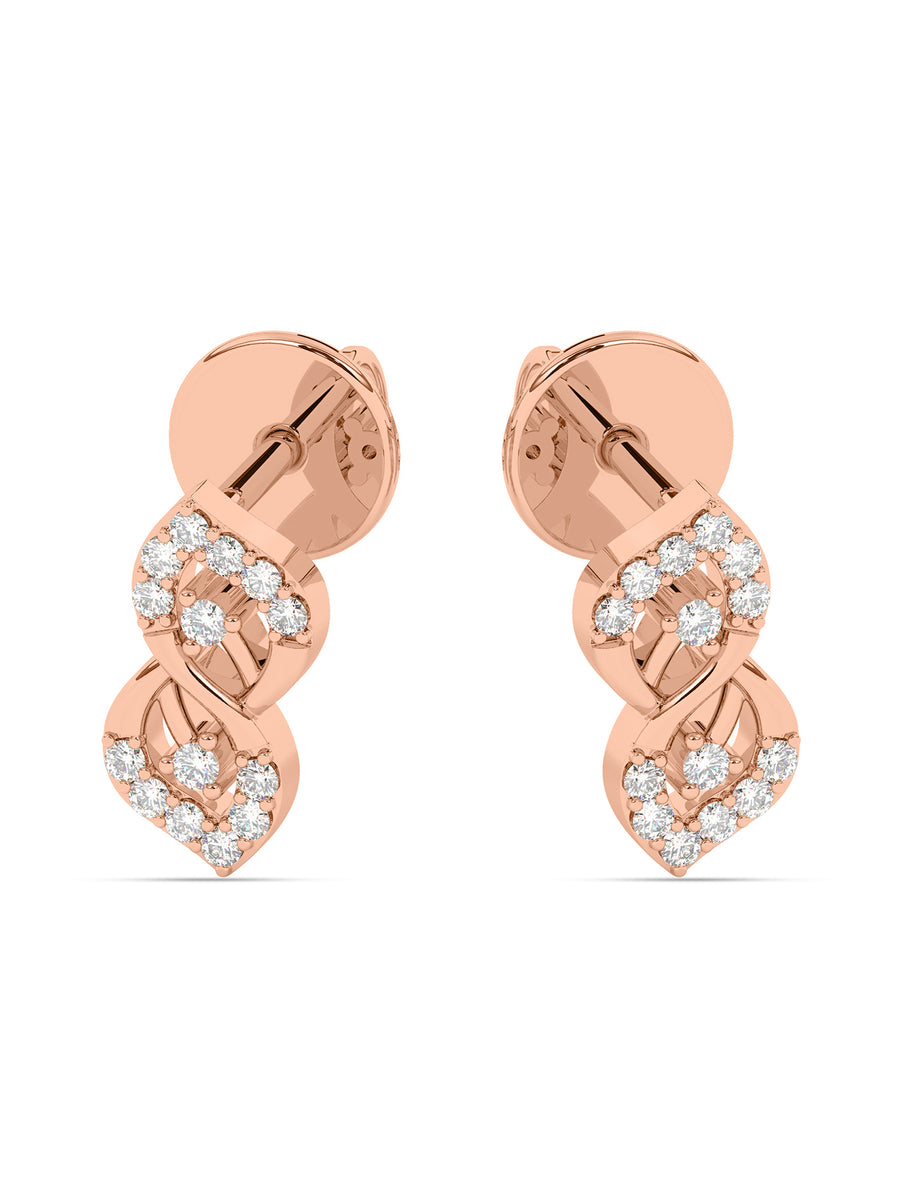Lab Grown Leafy Affair Diamond Earrings In Gold