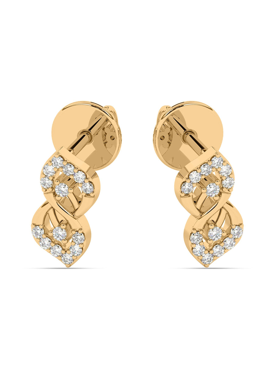 Leafy Affair Diamond Earrings In Yellow Gold_3