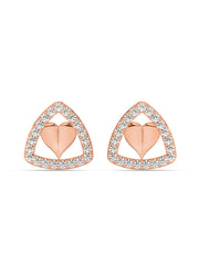 Lab Grown Trillion Heart Diamond Earrings in Gold