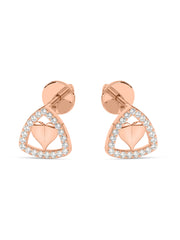 Lab Grown Trillion Heart Diamond Earrings in Gold