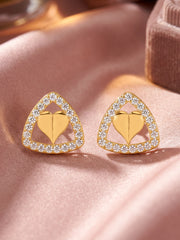Lab Grown Trillion Heart Diamond Earrings in Gold
