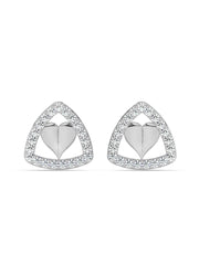 Lab Grown Trillion Heart Diamond Earrings in Gold